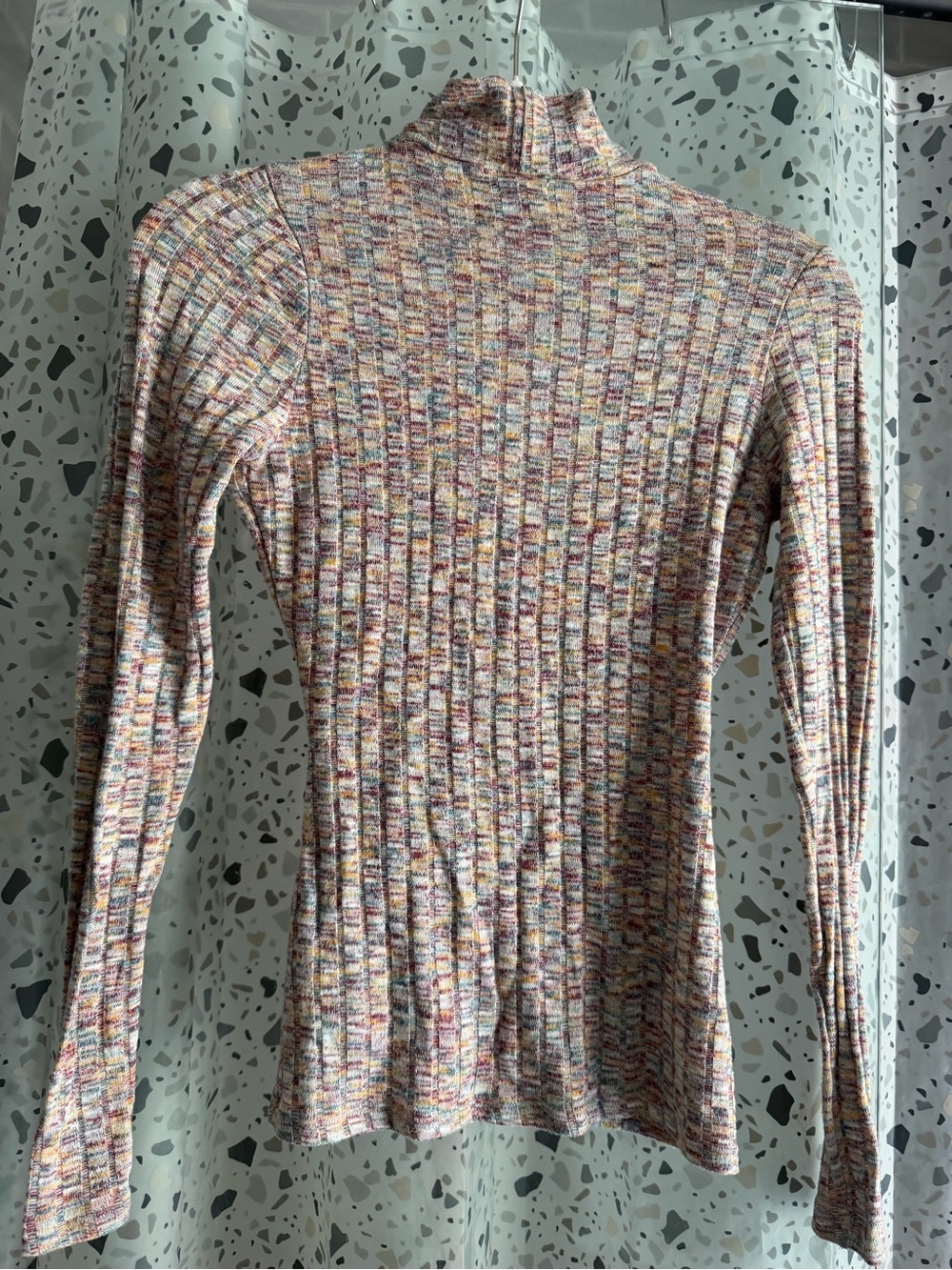 Multicolor Ribbed Wrap-Front Women's Top - Picture 2 of 4